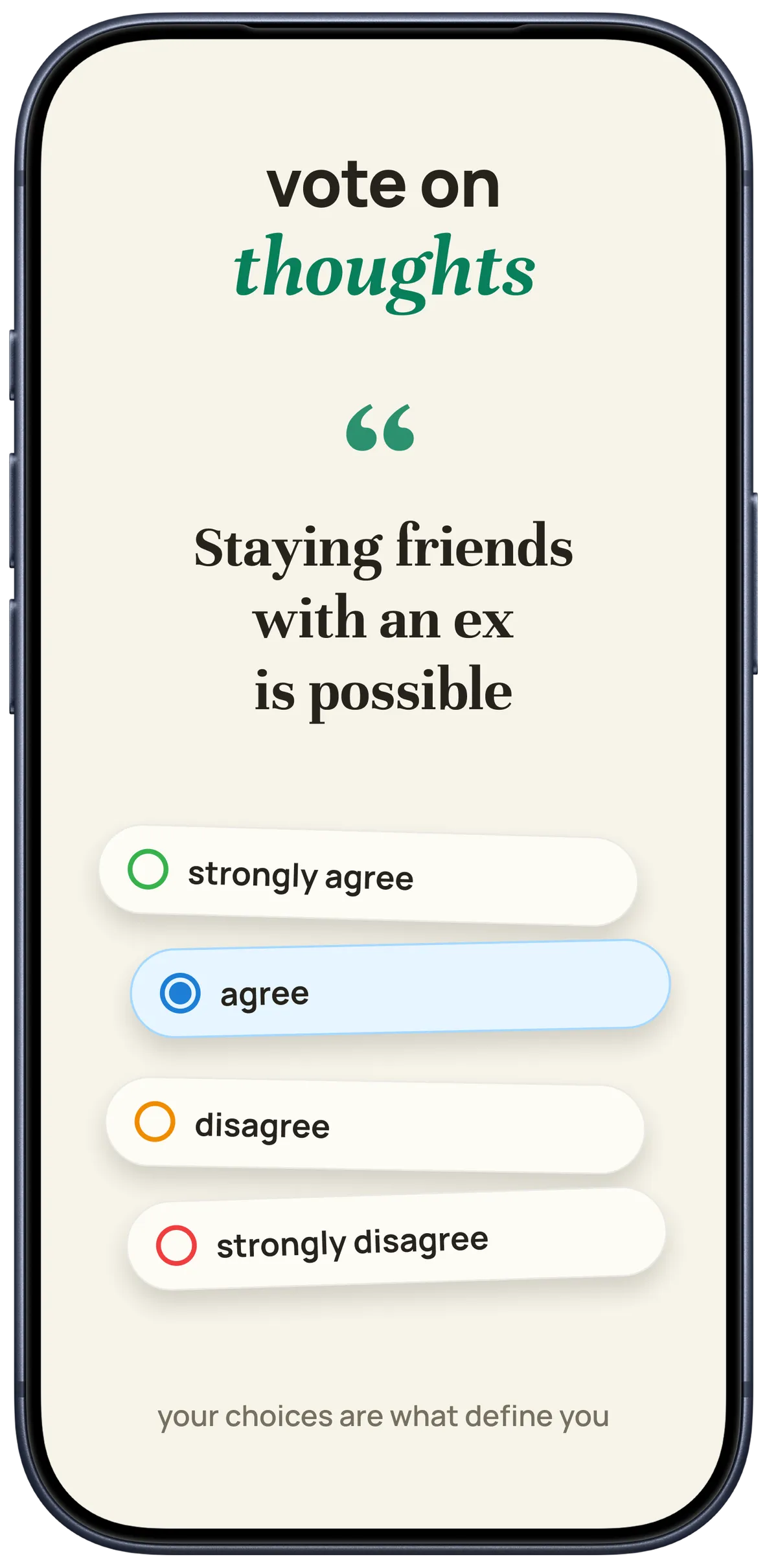 a thought with its four voting options